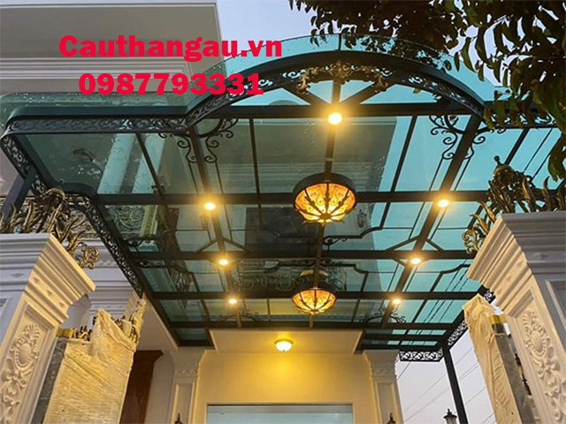 Mái che sắt nghệ thuật kính cường lực tại hà nội Mái che sắt nghệ thuật kính cường lực tại hà nội